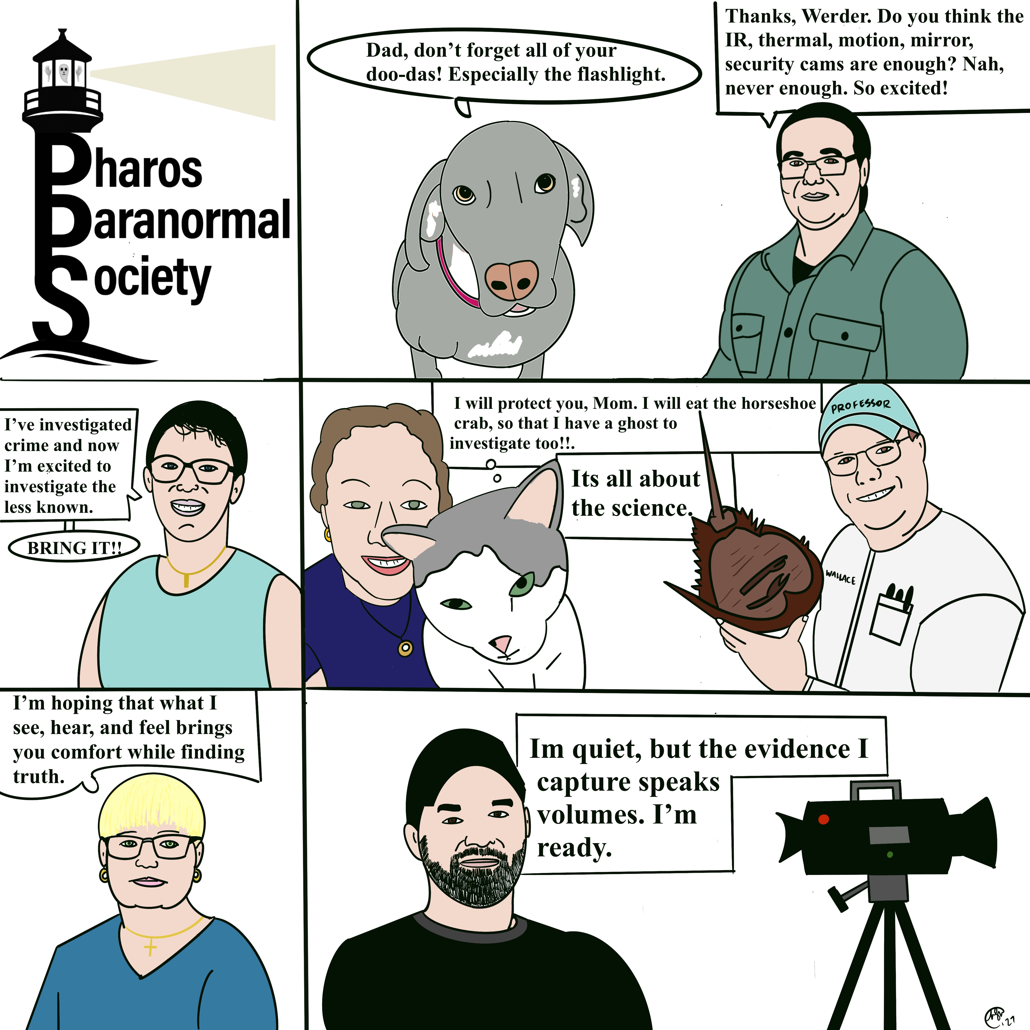Pharos Paranormal Society team member working with investigation equipment